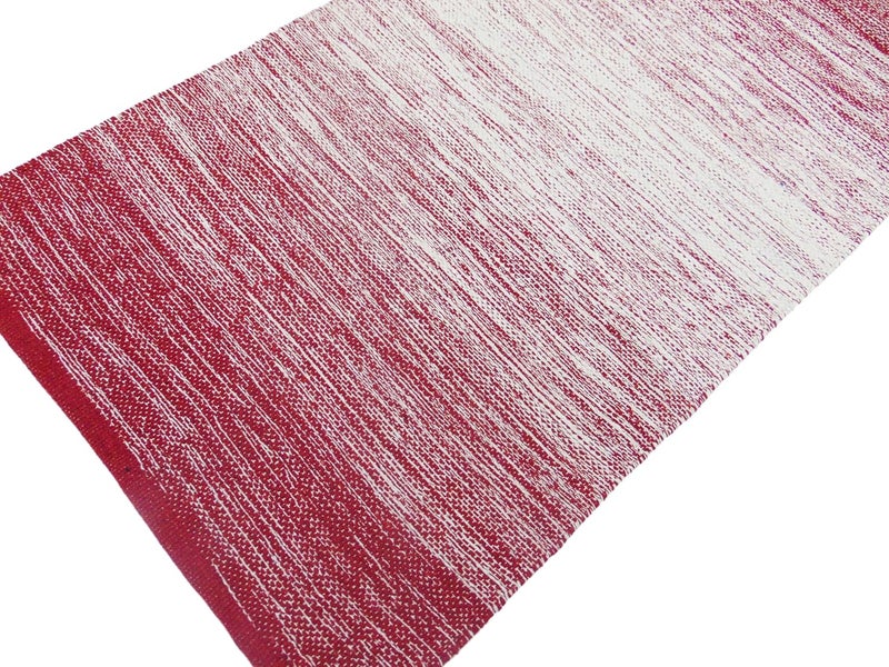 MDZ ® Hand Woven Cotton Ombre Rug Runner for Bedroom, Living Room/Yoga Mat for Gym, Flooring Exercise | Size: 2'x6' or 24"x72" Inches or 60x180 cm | Machine Washable | Organic | Reversible (Red White) - Image 4
