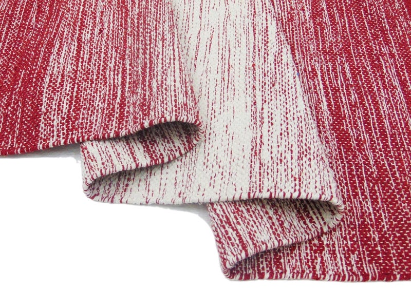 MDZ ® Hand Woven Cotton Ombre Rug Runner for Bedroom, Living Room/Yoga Mat for Gym, Flooring Exercise | Size: 2'x6' or 24"x72" Inches or 60x180 cm | Machine Washable | Organic | Reversible (Red White) - Image 5