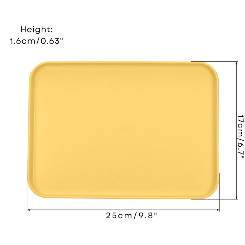 Trifecta Fast Food Serving Tray,25X17cm Wheat Straw Cafeteria Tray,Colorful Restaurant Serving Trays, Rectangular Serving Platter for Party, Home,(Yellow - 4 PCs) - Image 4