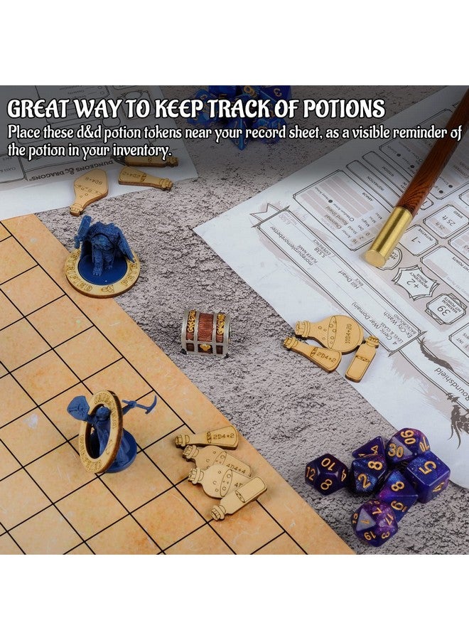 سي زد واي واي مجموعة رموز جرعة الشفاء مكونة من 21 قطعة من الملحقات الخشبية المقطوعة بالليزر والمحفورة Dnd للأبراج المحصنة والتنينات، الإصدار الخامس - Image 2