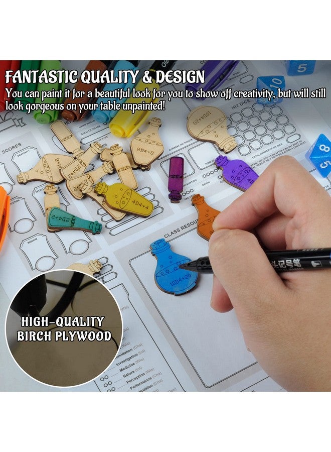 سي زد واي واي مجموعة رموز جرعة الشفاء مكونة من 21 قطعة من الملحقات الخشبية المقطوعة بالليزر والمحفورة Dnd للأبراج المحصنة والتنينات، الإصدار الخامس - Image 3