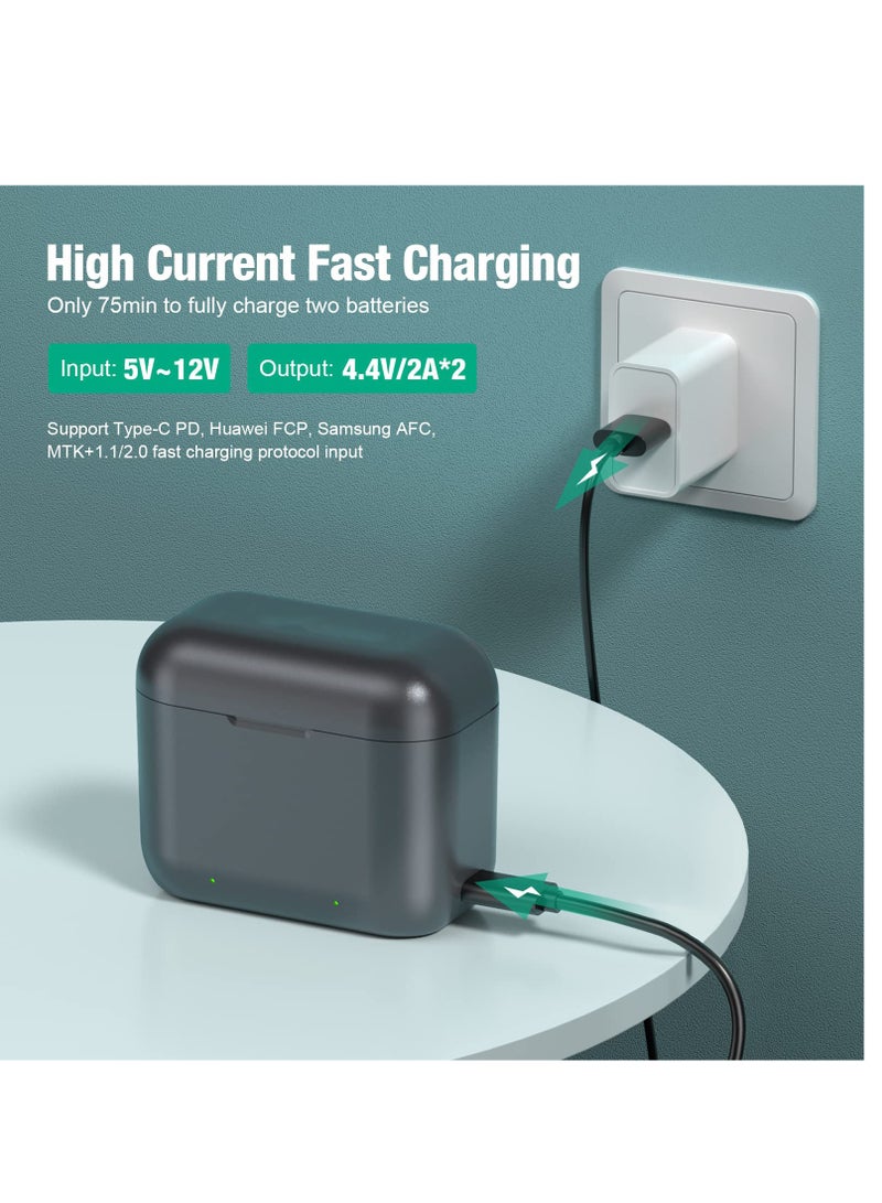 SOLARAE عبوتان بديلتان لبطارية إنستا 360 x3 سعة 1800mAh وشاحن سريع مزدوج USB متوافق مع كاميرا إنستا360 X3 عالية السعة (متوافق تمامًا مع الأصلي) - Image 4