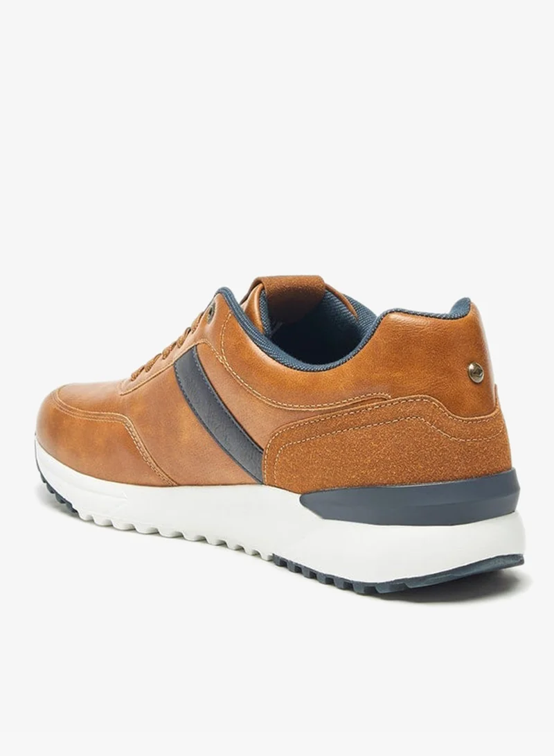 Lee Cooper Men's Logo Print Panel Detail Lace Up Low Ankle Sneakers