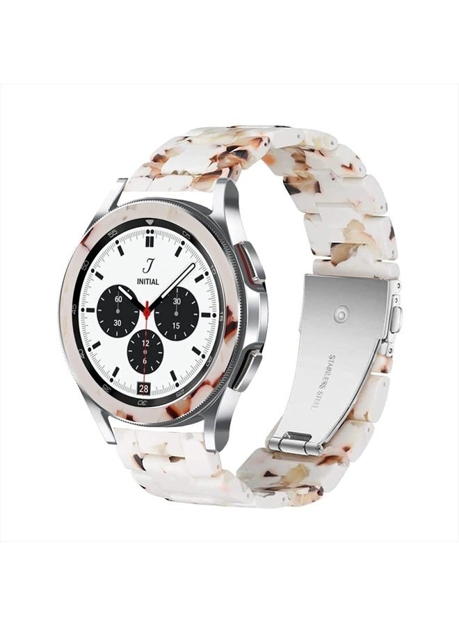 Compatible with Samsung Galaxy Watch 42mm /Gear Sport/Watch 4 Classic 42mm Band + Bezel Women Men 20mm Resin Wristband Strap Bracelet (Nougat White Silver)