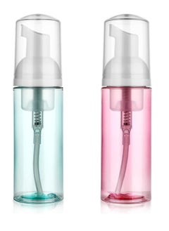 Moza 2 Pack Foam Pump Bottle Travel 60 ml/2 oz Small Size Mousse Foam Soap Dispenser Clear Plastic Foaming Soap Dispenser Mini Empty Refillable Pump Containers for Face Wash Lash Shampoo Skin Care  - Image 1