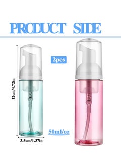 Moza 2 Pack Foam Pump Bottle Travel 60 ml/2 oz Small Size Mousse Foam Soap Dispenser Clear Plastic Foaming Soap Dispenser Mini Empty Refillable Pump Containers for Face Wash Lash Shampoo Skin Care  - Image 2