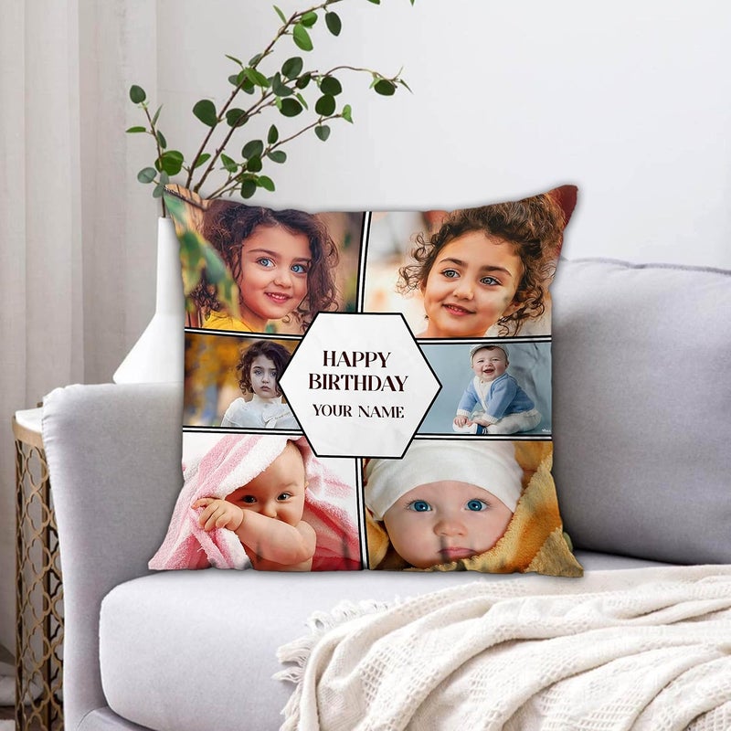 AWANI TRENDS AWANI TRENDS Vacuum Packed Microfiber Filled Couple Personalized Photo Cushion 16x16 Inch Multicolor 