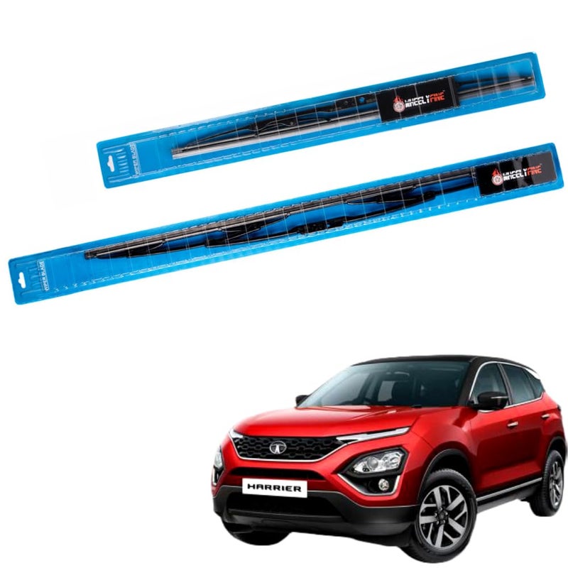 Wheelyfine Car Wiper Blades | Metal Frame | Water Repellent Windshield Wipers | Blade Refills (Tata Harrier (2018 Onwards) Dr 24"/Pa 20") - Image 2