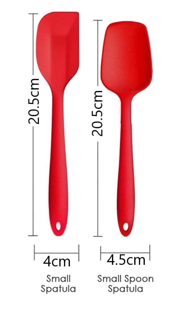 Baskety Silicone Non-Stick Heat-Resistant Spatula Set – Multi-Purpose Kitchen Cooking Tools for Baking, Mixing, Stirring, Flexible Spoon Small 20.6cm, Red, Durable & Easy to Clean, (Set of 2) - Image 2