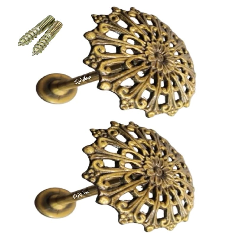 QZibeva QZibeva Metal Decorative Curtain Holdbacks Wall Mounted Window Tiebacks Draperies for Bedroom Living Room Office Come with ScrewsSet of 2Bronze - Image 1