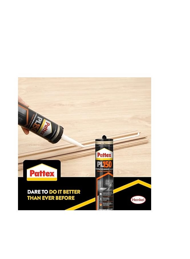 Pattex PL150 Solvent Technology Construction Adhesive, Beige, for interior and exterior use, superior bonding strength and high resistance, German technology, instant setting, large pack for professional use. - Image 5