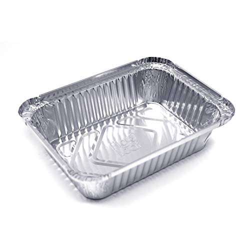 Fig & Leaf (120 Pack) Premium 1-LB Takeout Pans with Lids - 5.6" x 4.6" x 1.9" l Extra Heavy-Duty l Disposable Aluminum Foil for Catering Party Meal Prep Freezer Drip Pans BBQ Potluck - Image 2
