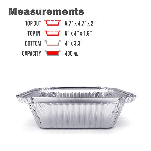 Fig & Leaf (120 Pack) Premium 1-LB Takeout Pans with Lids - 5.6" x 4.6" x 1.9" l Extra Heavy-Duty l Disposable Aluminum Foil for Catering Party Meal Prep Freezer Drip Pans BBQ Potluck - Image 4