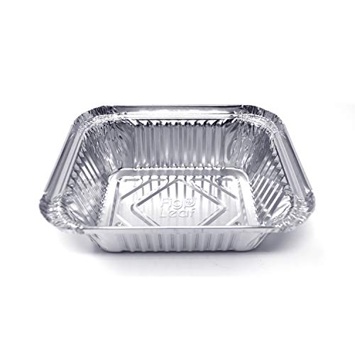 Fig & Leaf (120 Pack) Premium 1-LB Takeout Pans with Lids - 5.6" x 4.6" x 1.9" l Extra Heavy-Duty l Disposable Aluminum Foil for Catering Party Meal Prep Freezer Drip Pans BBQ Potluck - Image 3