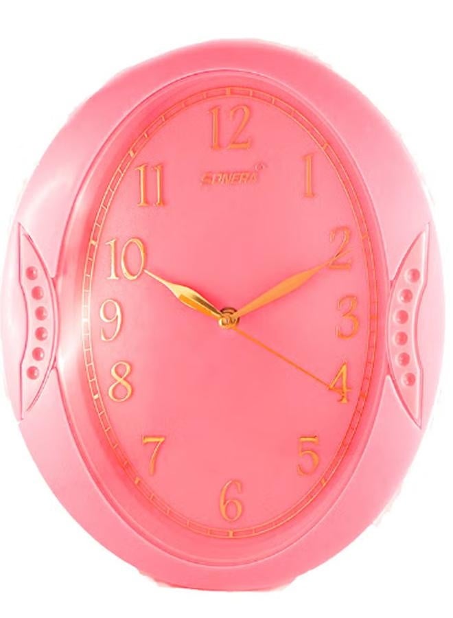 SONERA Pink Oval Wall Clock with Gold-Tone Numbers and Hands - Image 1
