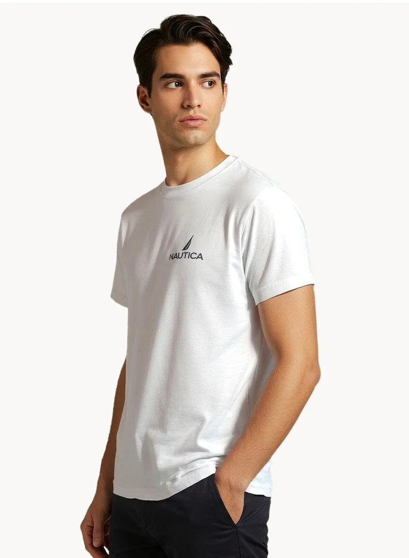 نوتيكا تيشيرت قطن سادة بقصة عادية برقبة دائرية