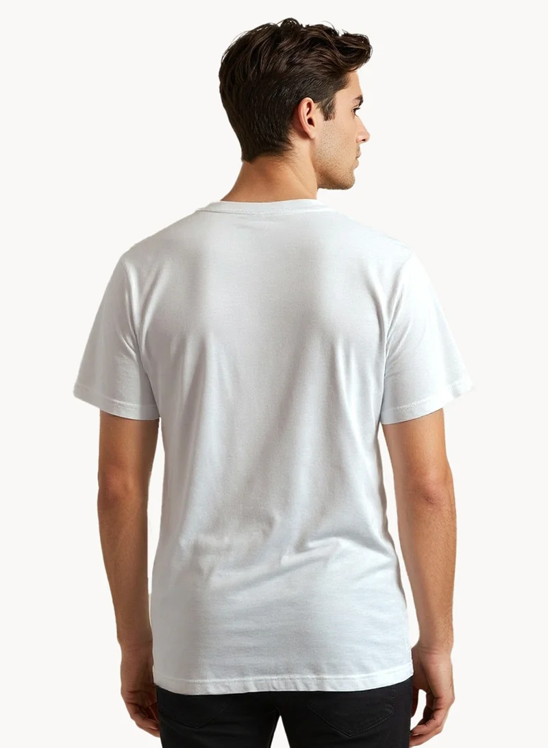 نوتيكا تيشيرت قطن سادة بقصة عادية برقبة دائرية