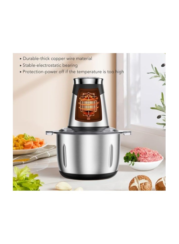 مايست مفرمة كهربائية، مفرمة لحم، محضرة طعام ستانلس 2 لتر، 200 واط - Image 3