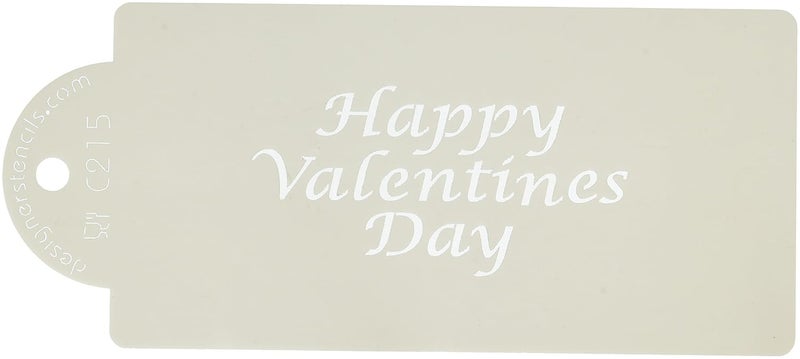 Designer Stencils C215 Happy Valentines Day Business Card Cookie Stencil, Beige/semi-transparent - Image 1