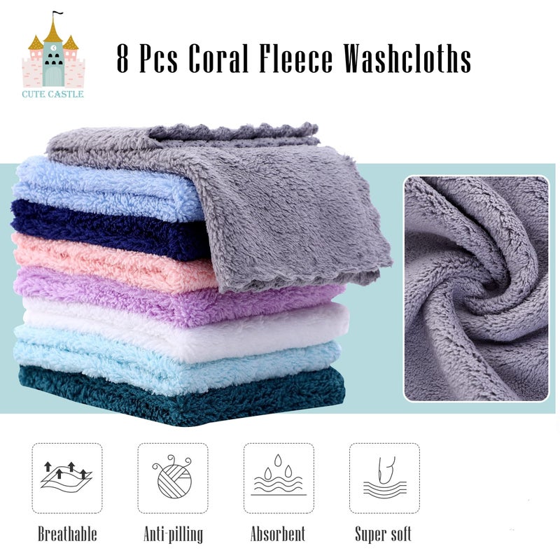 Cute Castle 2 Pack Hooded Baby Towel Rayon Made from Bamboo with 8 Washcloths - Soft Bath Towel for Bathtub for Babie, Newborn, Infant, Natural Baby Stuff Towel (Duck and Rabbit) - Image 2