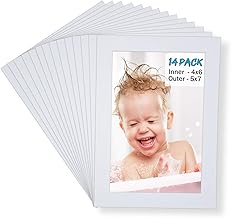 Egofine 5x7 White Picture Mats, Frame Mattes for 4x6 Pictures, Acid Free, 1.2mm Thickness, with Core Bevel Cut - Pack - Image 1