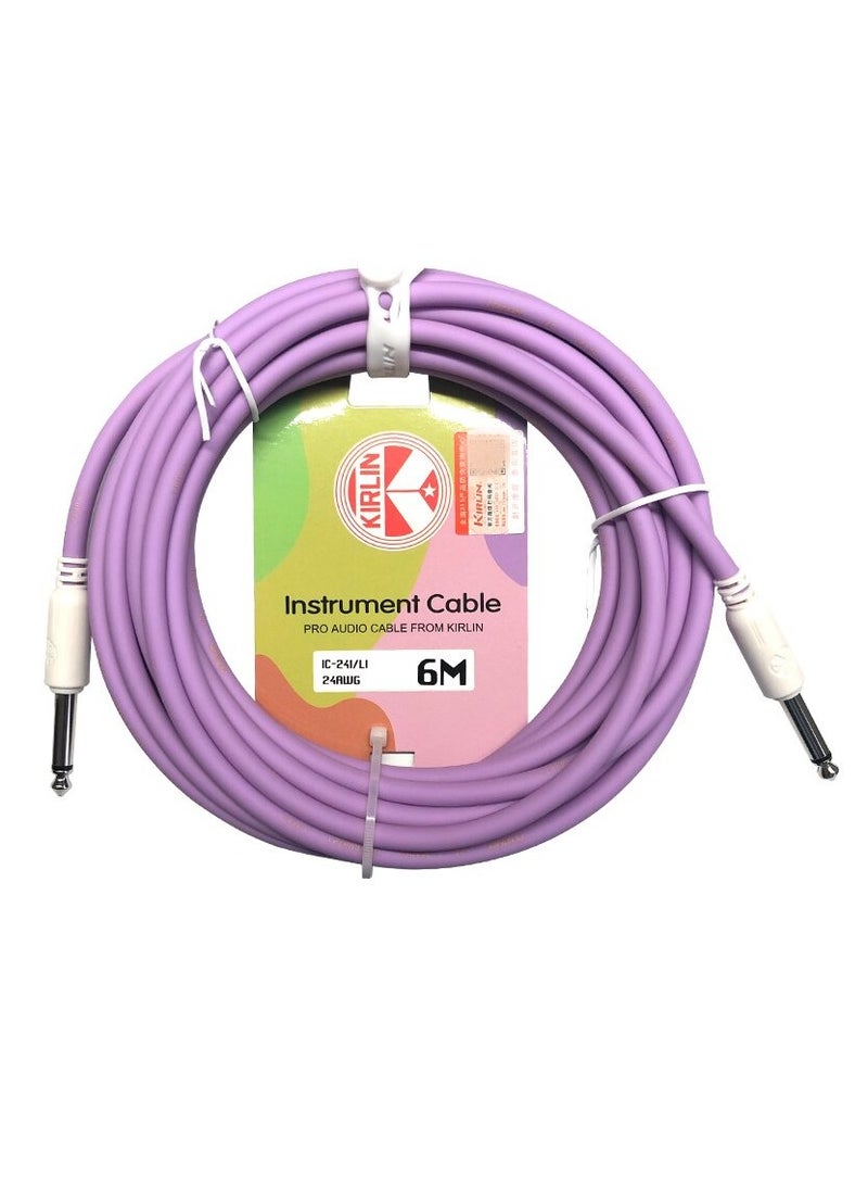 Generic 6M Guitar Cable – Dual Straight Plugs, Model IC-241, Macaron Colors, For Guitar & Bass  - Image 1