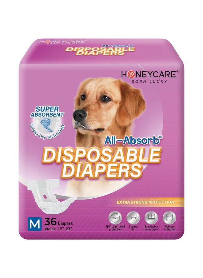 HONEY CARE HONEY CARE All-Absorb Disposable Dog Diapers M Size, Improved Bigger Size, 36 Count, Super Absorbent, Breathable, Wetness Indicator  - Image 1