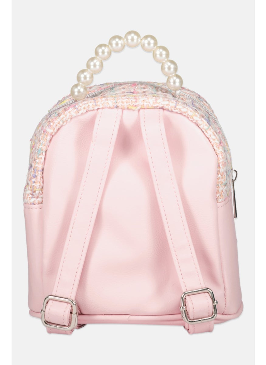 OMG Accessories Kids Girl Tweed Mini  Backpack 18 L x 18 H x 11 W cm, Pink  - Image 2