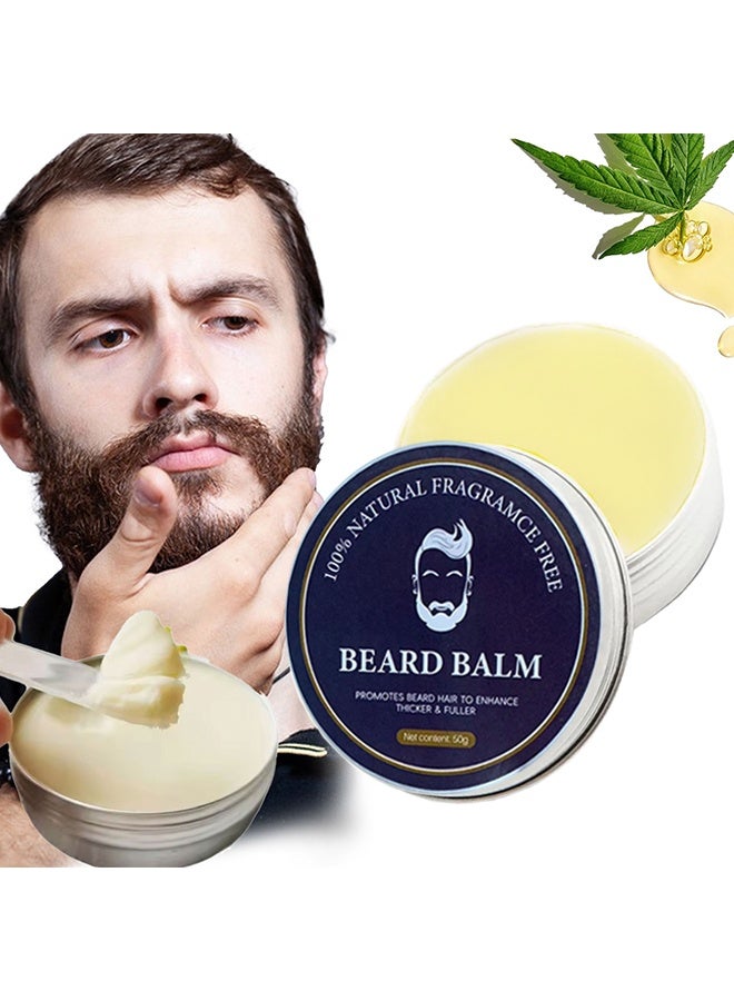 OEDO Beard Balm, Leave in Beard Conditioner Beard Oil Hair Care, Beard Shape Beard Cream Premium Beard Care Beard Butter, 50g (Blue Box）  - Image 1