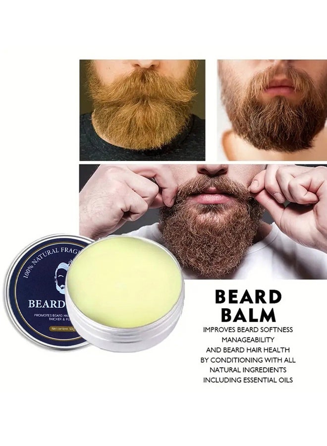 OEDO Beard Balm, Leave in Beard Conditioner Beard Oil Hair Care, Beard Shape Beard Cream Premium Beard Care Beard Butter, 50g (Blue Box）  - Image 2