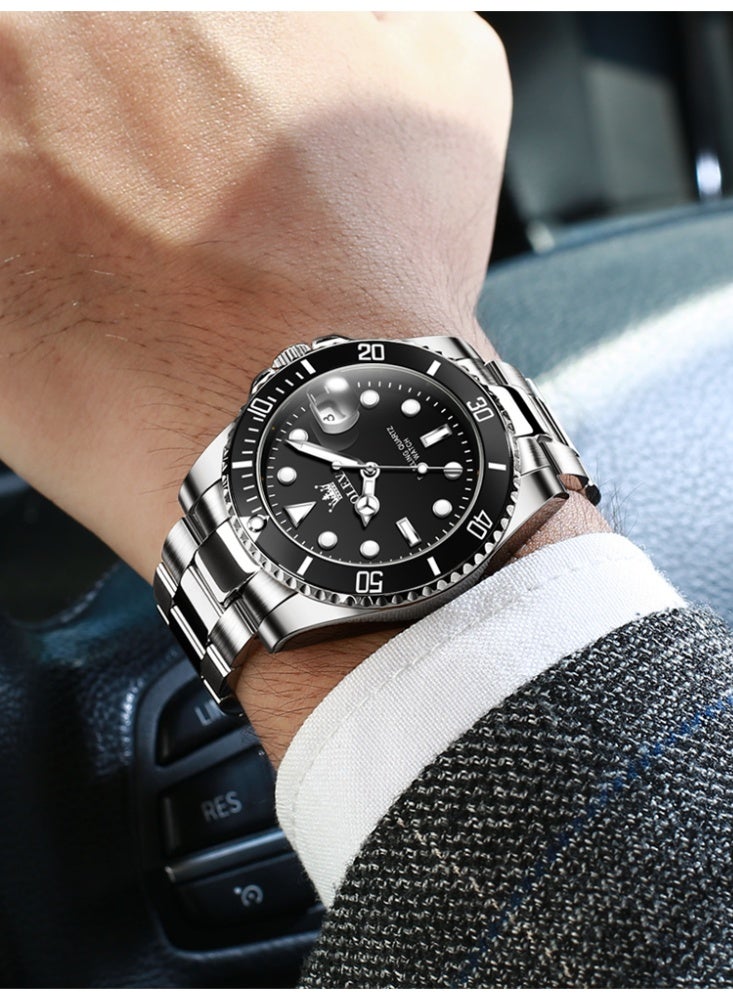 أوليفز ساعات OLEVS للرجال مقاومة للماء من الفولاذ المقاوم للصدأ، ساعة كوارتز تناظرية للرجال، ساعة يد كلاسيكية كاجوال أنيقة للرجال - Image 3