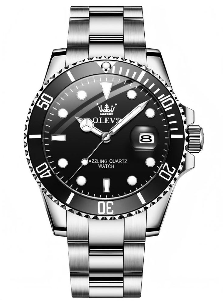 أوليفز ساعات OLEVS للرجال مقاومة للماء من الفولاذ المقاوم للصدأ، ساعة كوارتز تناظرية للرجال، ساعة يد كلاسيكية كاجوال أنيقة للرجال - Image 1