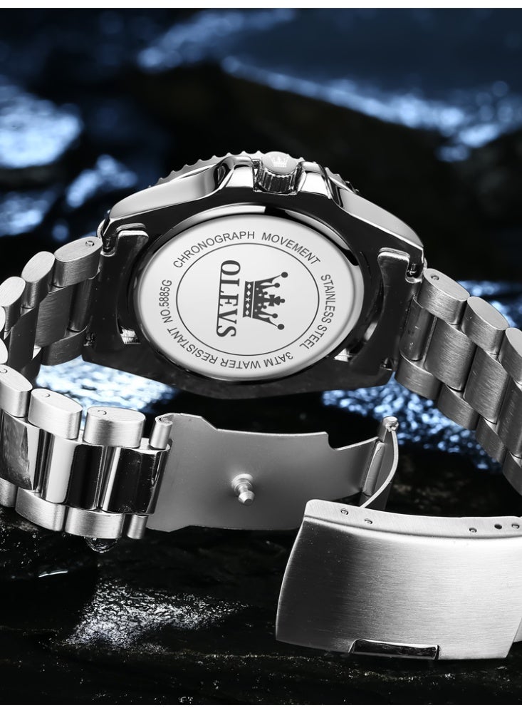أوليفز ساعات OLEVS للرجال مقاومة للماء من الفولاذ المقاوم للصدأ، ساعة كوارتز تناظرية للرجال، ساعة يد كلاسيكية كاجوال أنيقة للرجال - Image 4