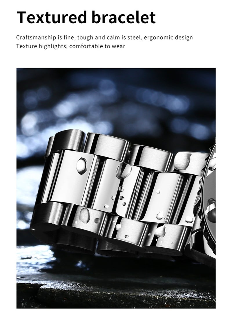 أوليفز ساعات OLEVS للرجال مقاومة للماء من الفولاذ المقاوم للصدأ، ساعة كوارتز تناظرية للرجال، ساعة يد كلاسيكية كاجوال أنيقة للرجال - Image 5