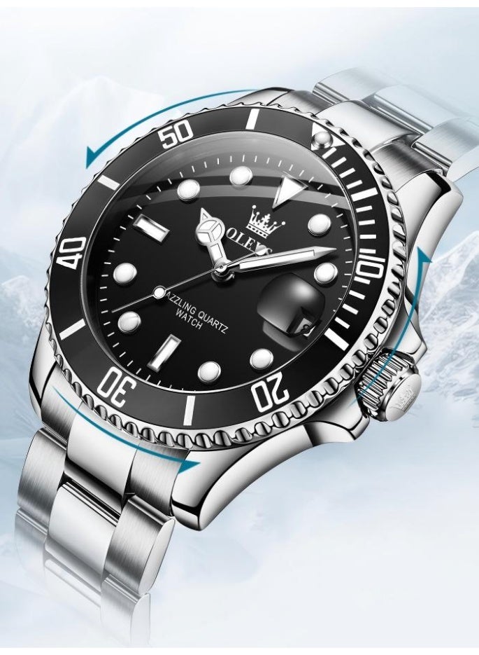أوليفز ساعات OLEVS للرجال مقاومة للماء من الفولاذ المقاوم للصدأ، ساعة كوارتز تناظرية للرجال، ساعة يد كلاسيكية كاجوال أنيقة للرجال - Image 2