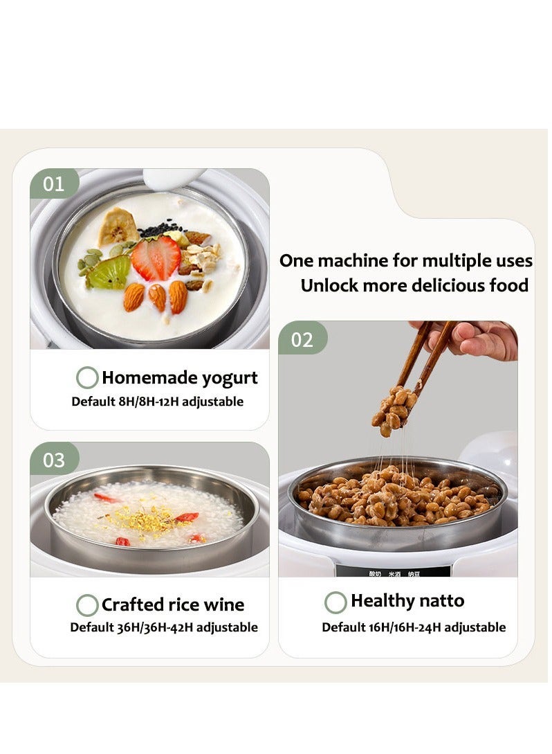 Furtey Multi-function Yogurt Maker,Greek Yogurt Machine, 1.2L Yogurt Fermentation Machine with Timer Control, Compact Stainless Steel Liner, Constant Temperature Control for Yogurt, Cheese (White) - Image 5