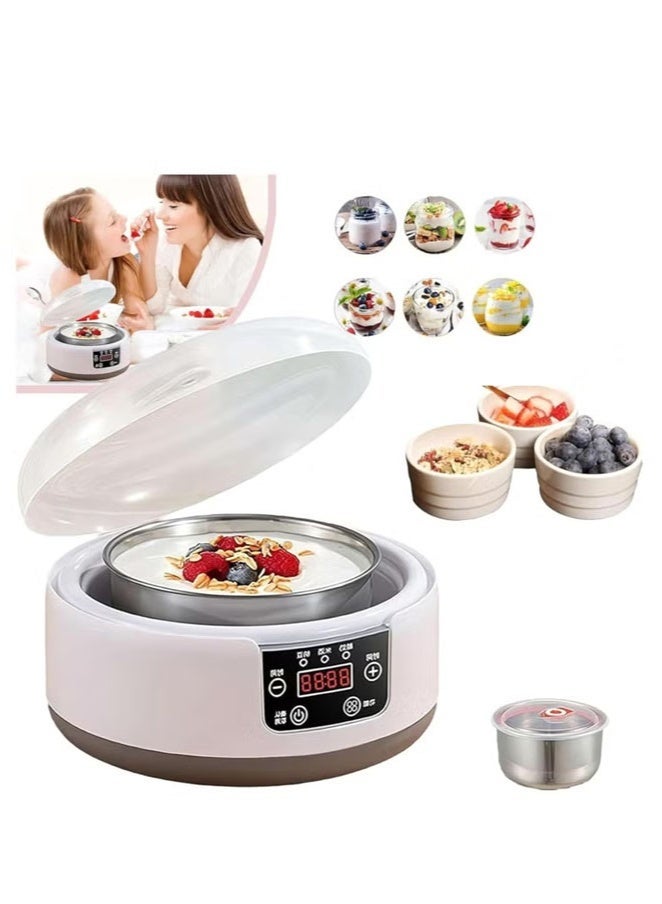 Furtey Multi-function Yogurt Maker,Greek Yogurt Machine, 1.2L Yogurt Fermentation Machine with Timer Control, Compact Stainless Steel Liner, Constant Temperature Control for Yogurt, Cheese (White) - Image 1