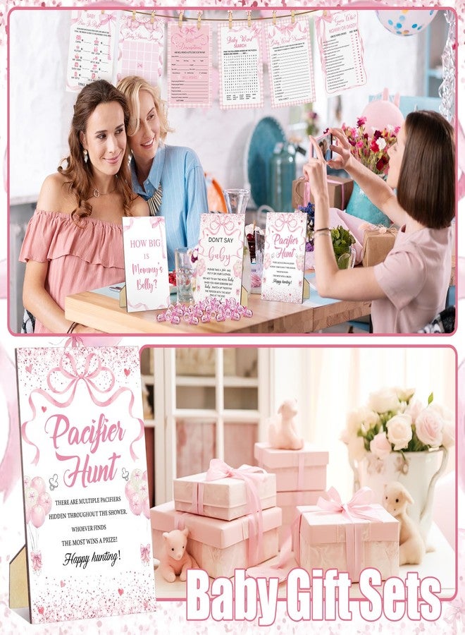 شير مجموعة ألعاب حفل استقبال المولود الجديد من شير، 476 قطعة، تتضمن 6 مجموعات من بطاقات الأنشطة، وبطاقات أنشطة، ولعبة البحث عن اللهايات (50 لهاية)، ولافتة "كم حجم بطن الأم؟" (50 بطاقة تخمين)، وشريطين قياس، ولافتة "لا تقل طفل" (50 مشبك غسيل). - Image 5