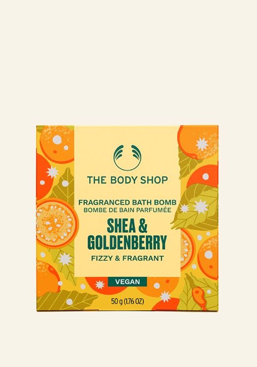 THE BODY SHOP Shea & Goldenberry Bath Bomb – Limited Edition Fizzy & Fragrant Bath Soak, Sparkling Fruity Scent, Relaxing Self-Care Bath Fizzy for Body & Mind, 50g - Image 1