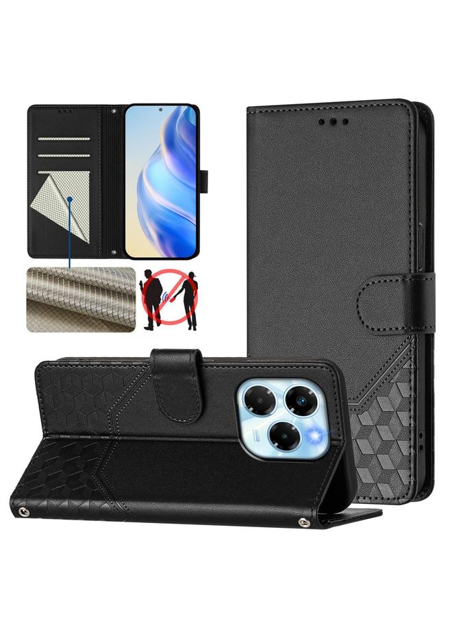 زبون جراب لهاتف Infinix Note 40X 5G مصنوع من الجلد بنقشة قرص العسل بتقنية RFID - Image 1