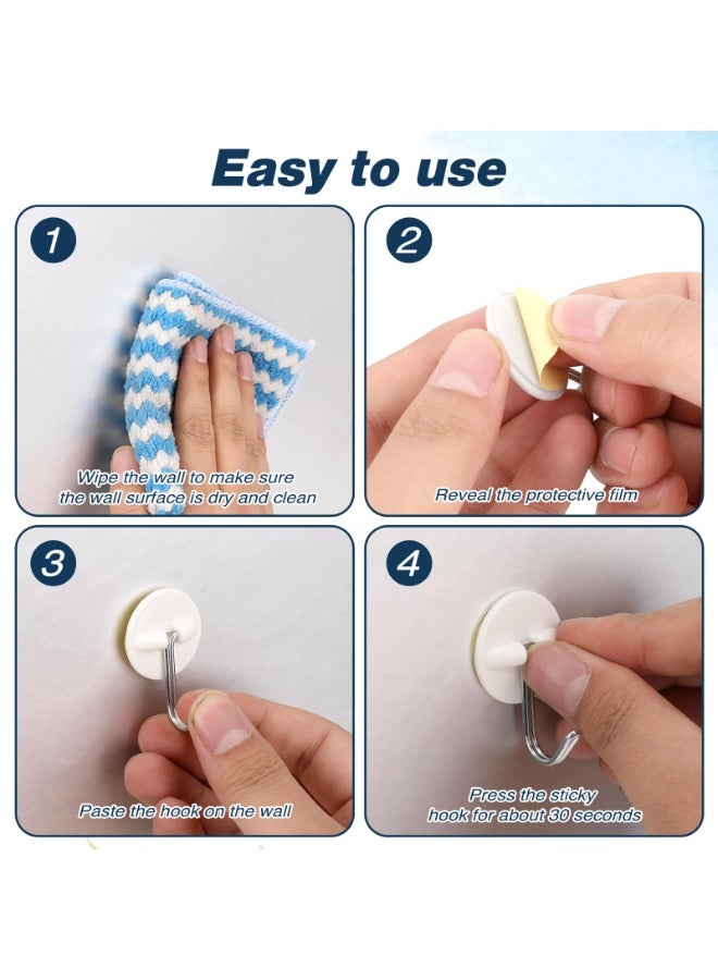 24Pcs White Round Self Adhesive Plastic Hooks, Waterproof Oil Proof Mini Stick On Hanging Hooks for Kitchen Utensils Storage - Image 4