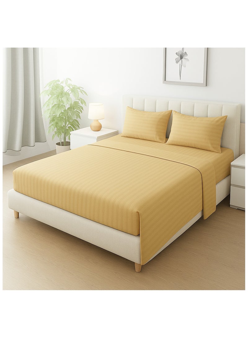 King Size Bedsheet 250x240 cm with 2 Pillowcases Set  Brown  - Image 1