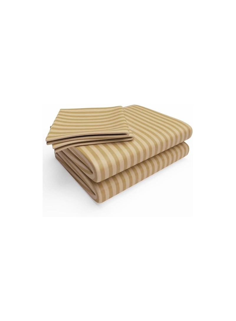 King Size Bedsheet 250x240 cm with 2 Pillowcases Set  Brown  - Image 2