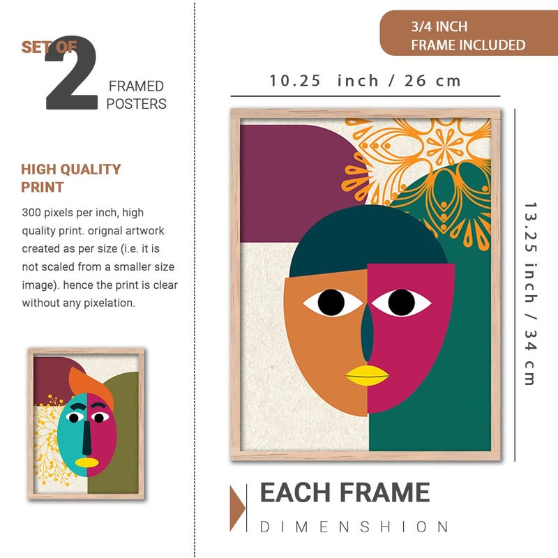 kotart Modern Art Wall Paintings with Frame for Living Room Bedroom Home and Office Wall Decor Framed Abstract Arts for Wall Decoration 105 x 135 inch Multicolor Set of 4 Beige - Image 2