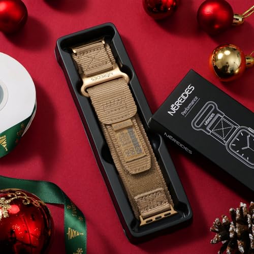 Nereides Compatible with Apple Watch Series 11 Band Series 10/9/8/7/6/5/4/SE/SE2/SE3,Nylon Sports Strap with Woven Design for Women 42mm/40mm/41mm/38mm,Golden Brown - Image 2