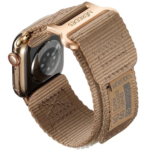 Nereides Compatible with Apple Watch Series 11 Band Series 10/9/8/7/6/5/4/SE/SE2/SE3,Nylon Sports Strap with Woven Design for Women 42mm/40mm/41mm/38mm,Golden Brown - Image 1