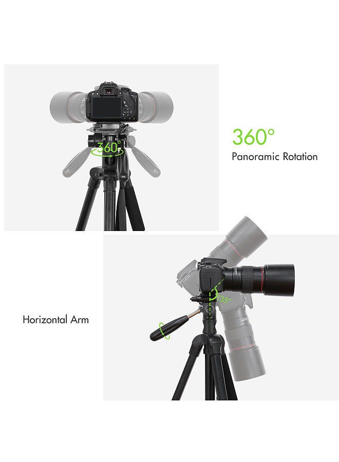 Andoer TTT-009 168CM/66.14Inch Portable Photography Tripod Monopod Camera Horizontal Tripod Stand Aluminum Alloy 360° Rotatable 5kg/11lbs Load Capacity