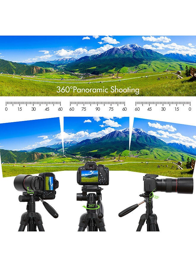 Andoer TTT-009 168CM/66.14Inch Portable Photography Tripod Monopod Camera Horizontal Tripod Stand Aluminum Alloy 360° Rotatable 5kg/11lbs Load Capacity