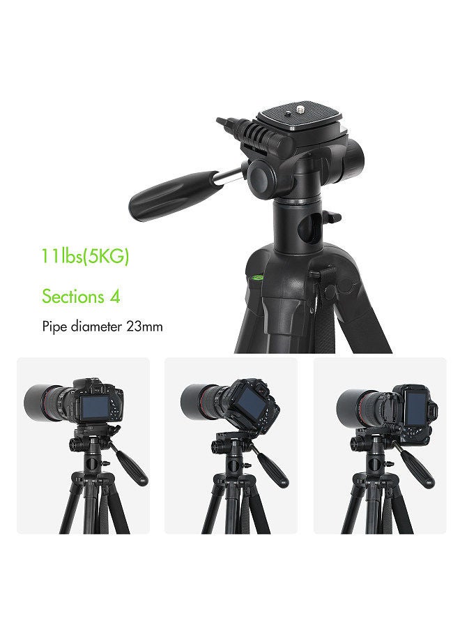 Andoer TTT-009 168CM/66.14Inch Portable Photography Tripod Monopod Camera Horizontal Tripod Stand Aluminum Alloy 360° Rotatable 5kg/11lbs Load Capacity