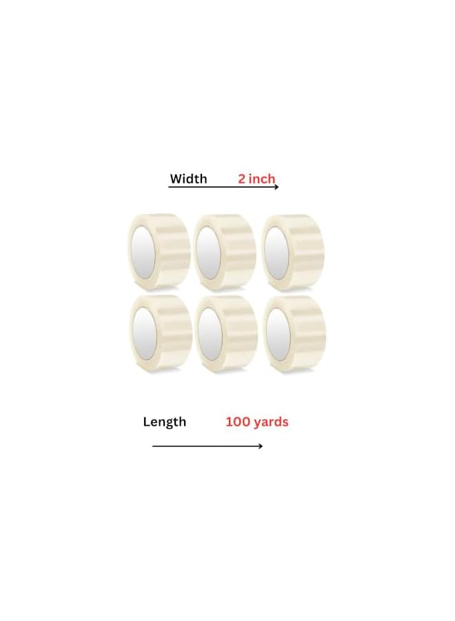 PROMASS Heavy Duty Clear Packing Tape 2 inches x 100 Yards - Strong Packaging Tape for Moving Boxes, Parcel Boxes, Postal Bags, Office Supplies - 6 Rolls - Image 2